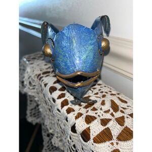 Vintage Blue Metal Fish Tea Light Candle Holder Nautical Coastal Decor Figurine